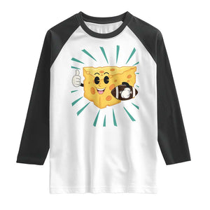 Funny Cheese Head Football Player Sports Gift Idea Raglan Shirt TS12 White Black Print Your Wear