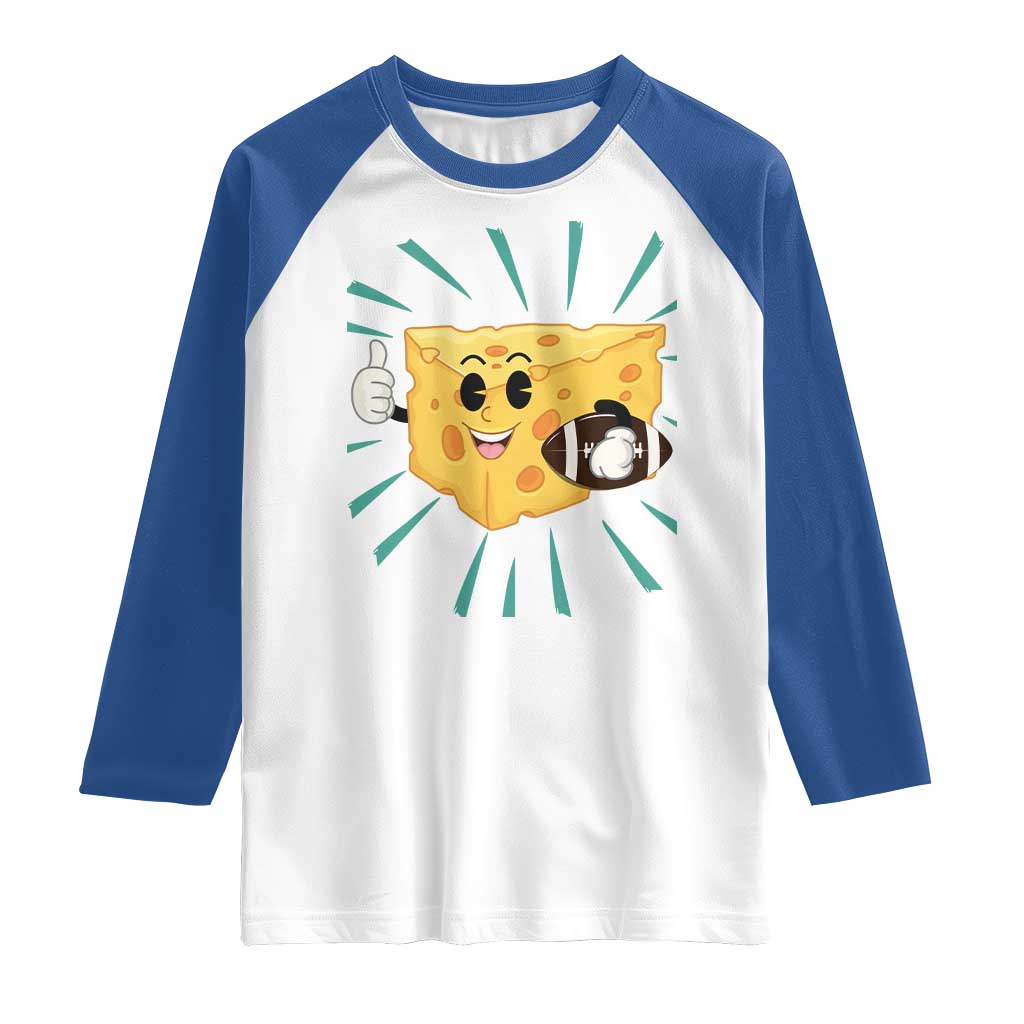Funny Cheese Head Football Player Sports Gift Idea Raglan Shirt TS12 White Royal Print Your Wear