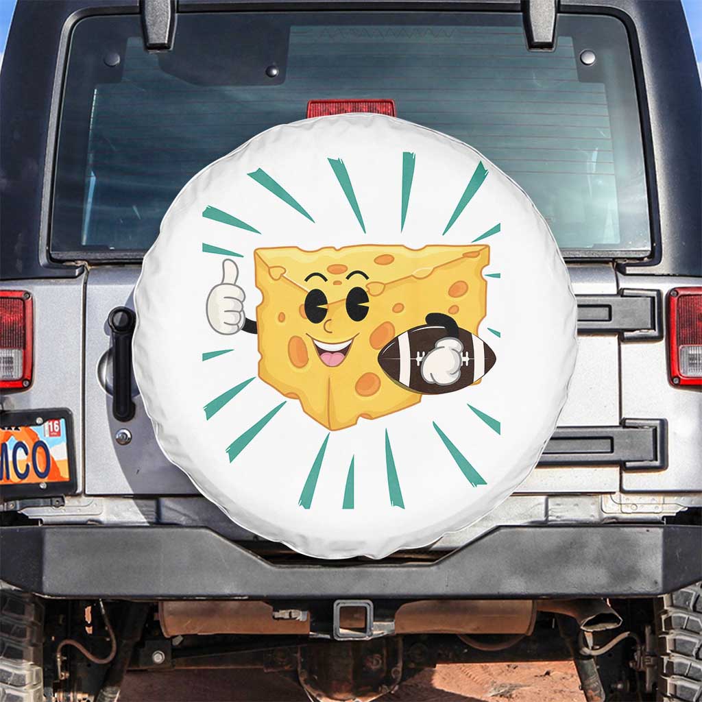Funny Cheese Head Football Player Sports Gift Idea Spare Tire Cover TS12 No hole White Print Your Wear