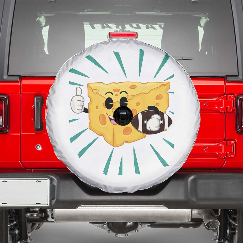 Funny Cheese Head Football Player Sports Gift Idea Spare Tire Cover TS12 White Print Your Wear
