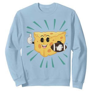 Funny Cheese Head Football Player Sports Gift Idea Sweatshirt TS12 Light Blue Print Your Wear