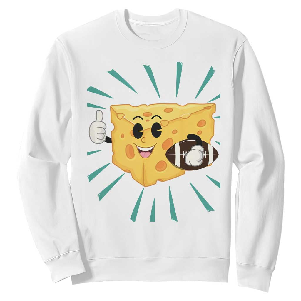 Funny Cheese Head Football Player Sports Gift Idea Sweatshirt TS12 White Print Your Wear