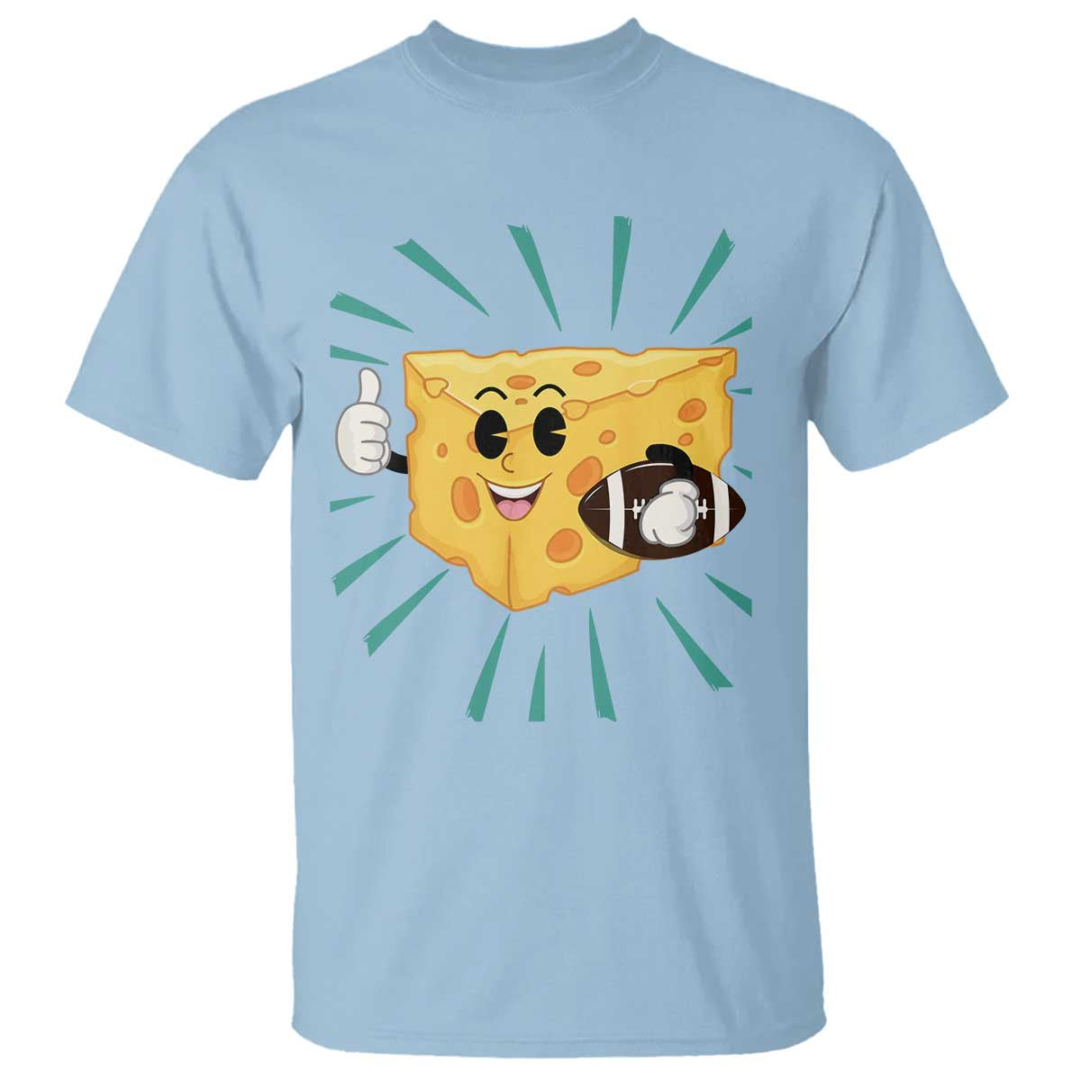 Funny Cheese Head Football Player Sports Gift Idea T Shirt TS12 Light Blue Print Your Wear