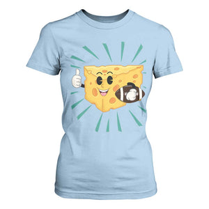 Funny Cheese Head Football Player Sports Gift Idea T Shirt For Women TS12 Light Blue Print Your Wear