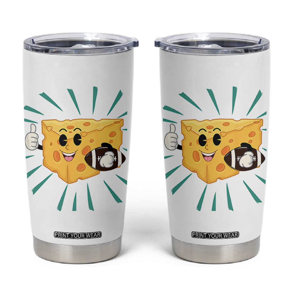 Funny Cheese Head Football Player Sports Gift Idea Tumbler Cup TS12 White Print Your Wear