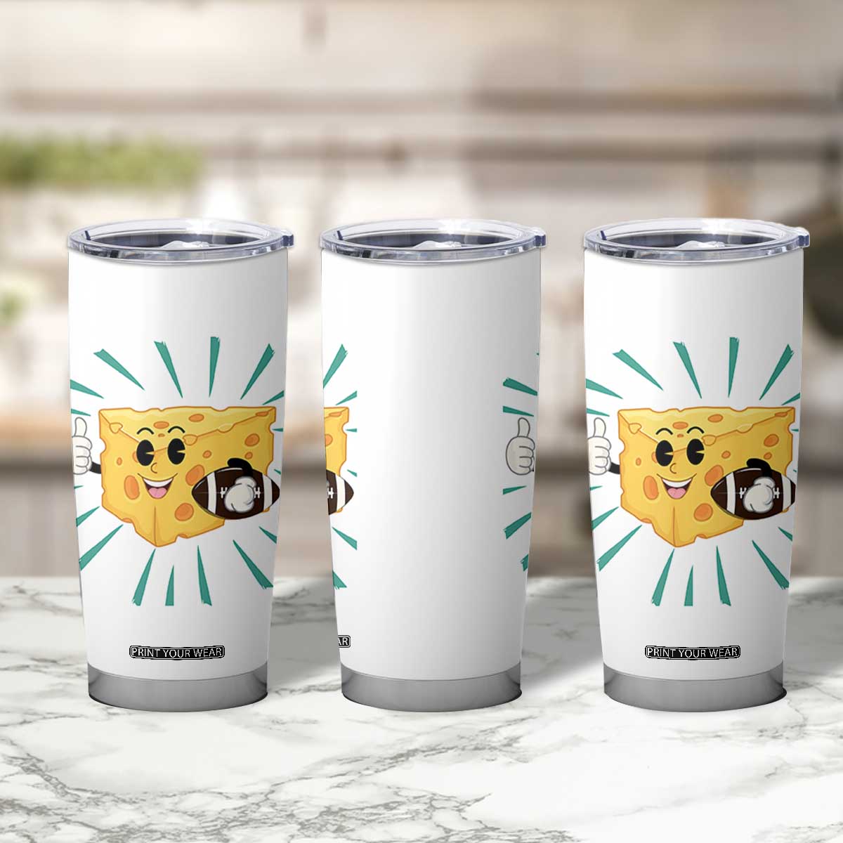 Funny Cheese Head Football Player Sports Gift Idea Tumbler Cup TS12 Print Your Wear