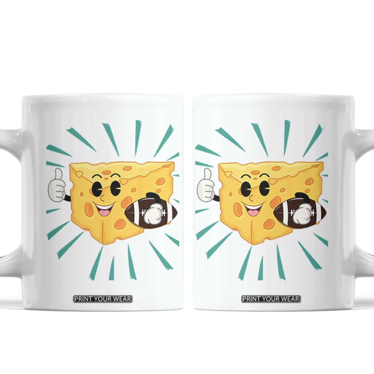 Funny Cheese Head Football Player Sports Gift Idea Coffee Mug TS12 White Print Your Wear