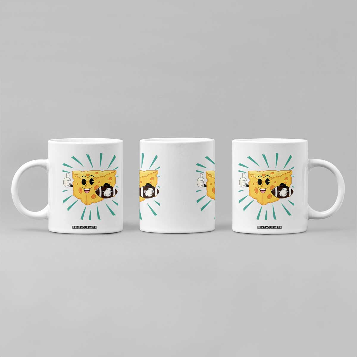 Funny Cheese Head Football Player Sports Gift Idea Coffee Mug TS12 Print Your Wear
