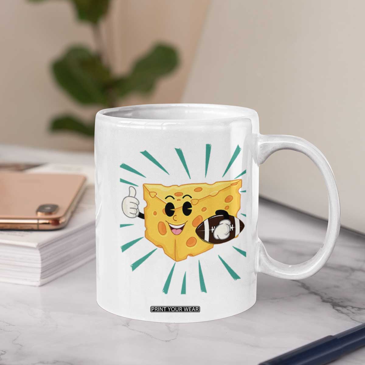 Funny Cheese Head Football Player Sports Gift Idea Coffee Mug TS12 Print Your Wear