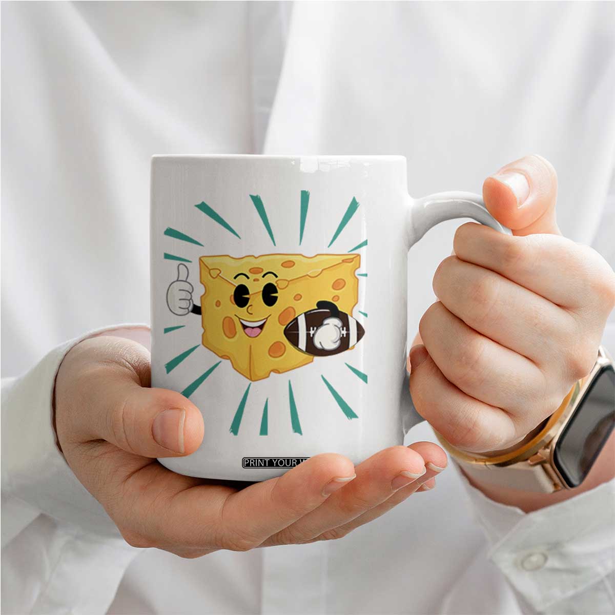 Funny Cheese Head Football Player Sports Gift Idea Coffee Mug TS12 Print Your Wear