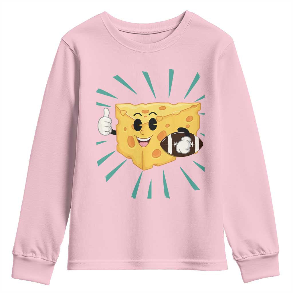 Funny Cheese Head Football Player Sports Gift Idea Youth Sweatshirt TS12 Light Pink Print Your Wear