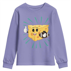 Funny Cheese Head Football Player Sports Gift Idea Youth Sweatshirt TS12 Violet Print Your Wear