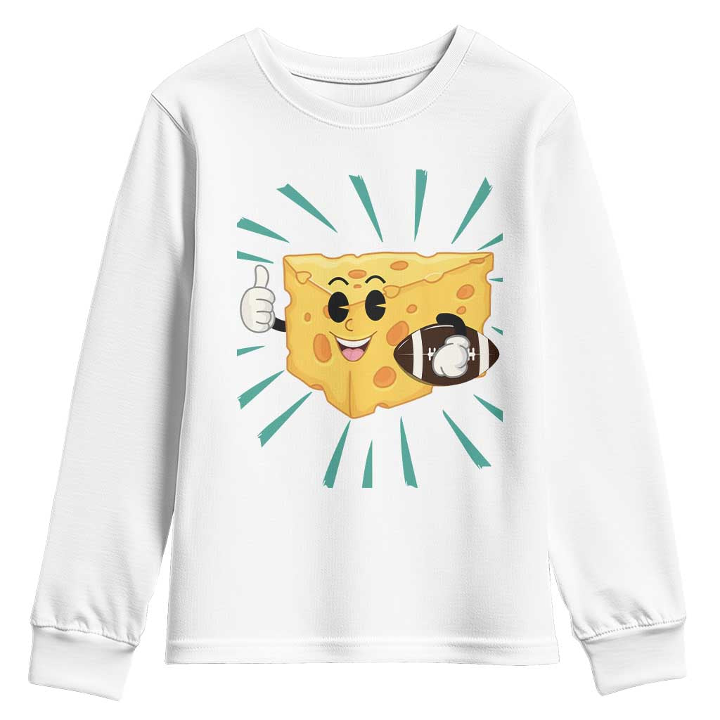 Funny Cheese Head Football Player Sports Gift Idea Youth Sweatshirt TS12 White Print Your Wear