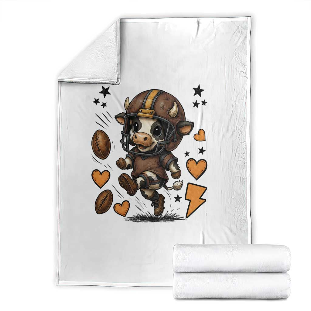 Football Lover Throw Blanket Cute Dairy Cow Playing Football TS12 White Print Your Wear