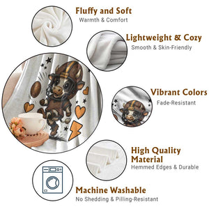 Football Lover Throw Blanket Cute Dairy Cow Playing Football TS12 Print Your Wear