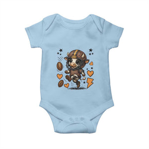 Football Lover Baby Onesie Cute Dairy Cow Playing Football TS12 Light Blue Print Your Wear