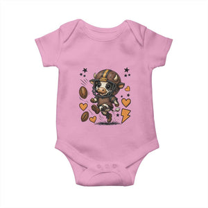 Football Lover Baby Onesie Cute Dairy Cow Playing Football TS12 Light Pink Print Your Wear