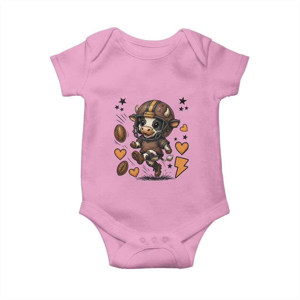 Football Lover Baby Onesie Cute Dairy Cow Playing Football TS12 Light Pink Print Your Wear