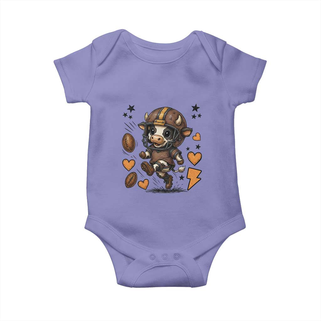 Football Lover Baby Onesie Cute Dairy Cow Playing Football TS12 Violet Print Your Wear