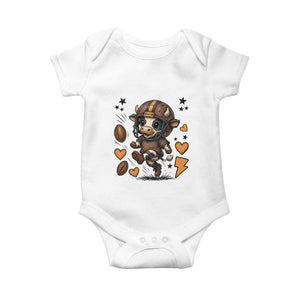 Football Lover Baby Onesie Cute Dairy Cow Playing Football TS12 White Print Your Wear