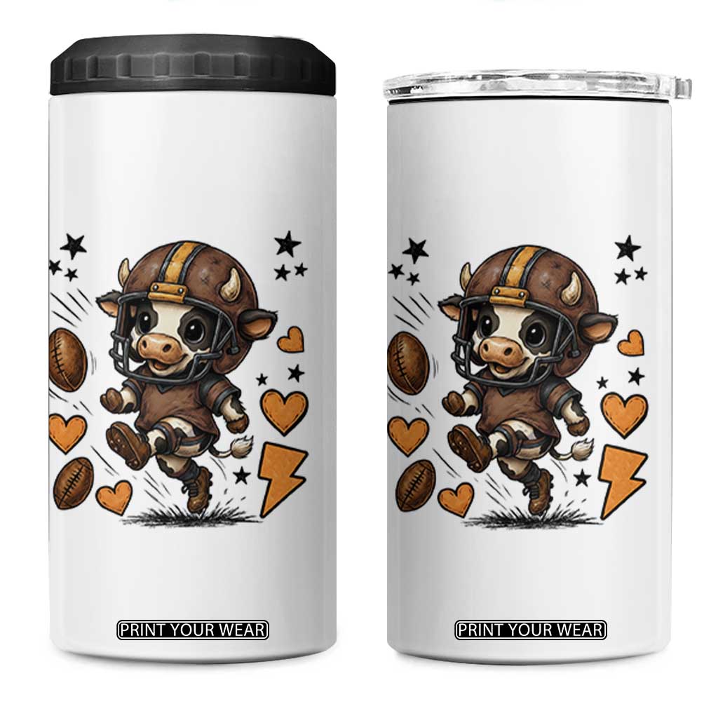 Football Lover 4 in 1 Can Cooler Tumbler Cute Dairy Cow Playing Football TS12 One Size: 16 oz White Print Your Wear