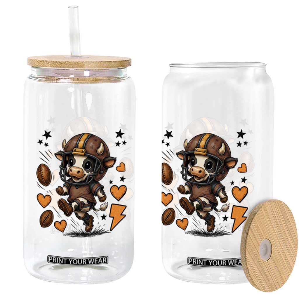 Football Lover Glass Can Cute Dairy Cow Playing Football TS12 Print Your Wear