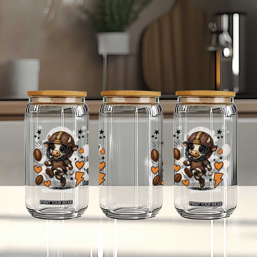 Football Lover Glass Can Cute Dairy Cow Playing Football TS12 Print Your Wear