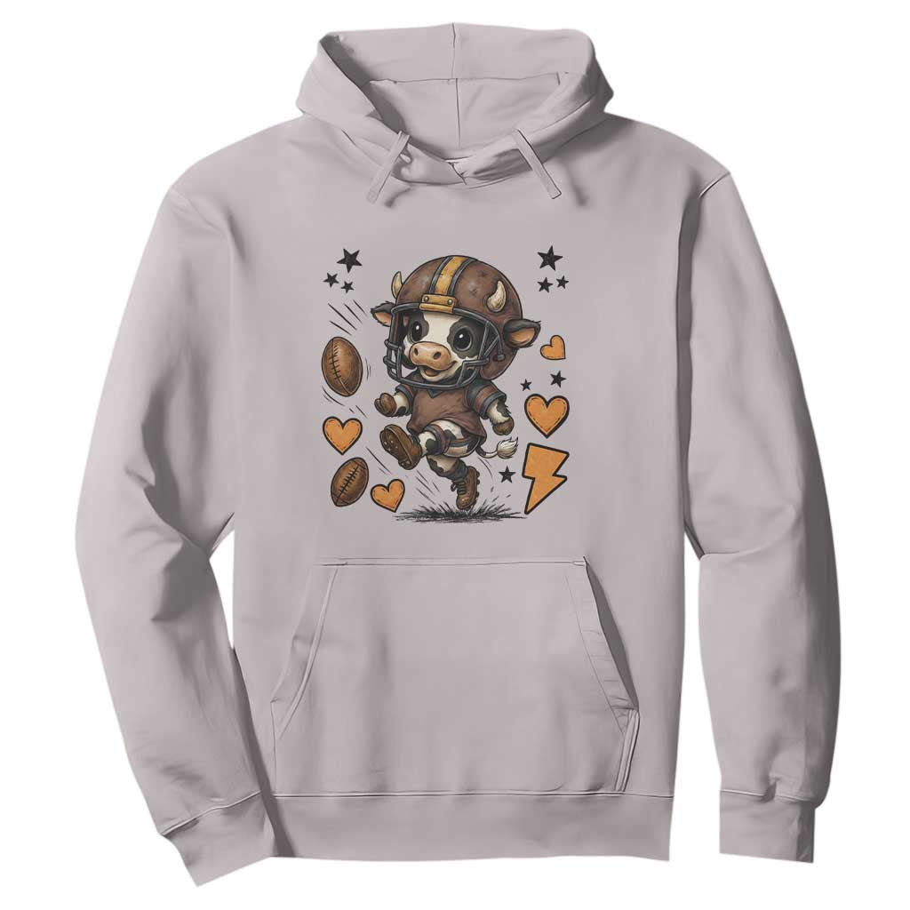 Football Lover Hoodie Cute Dairy Cow Playing Football TS12 Ice Gray Print Your Wear