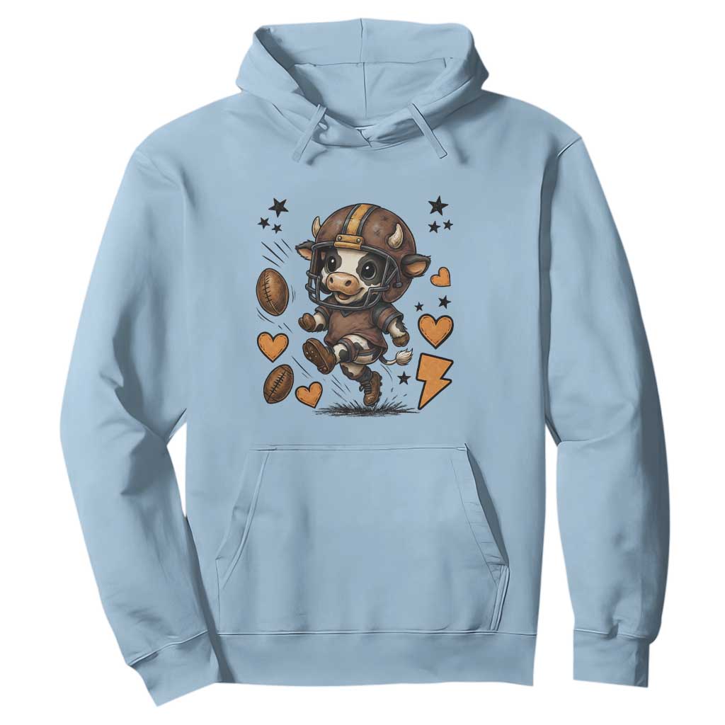 Football Lover Hoodie Cute Dairy Cow Playing Football TS12 Light Blue Print Your Wear