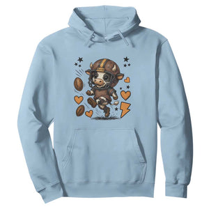 Football Lover Hoodie Cute Dairy Cow Playing Football TS12 Light Blue Print Your Wear