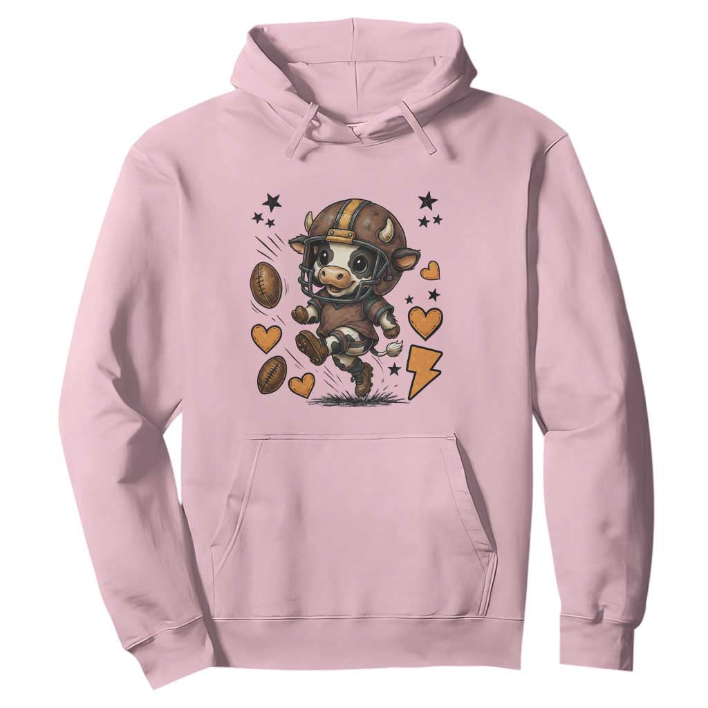 Football Lover Hoodie Cute Dairy Cow Playing Football TS12 Light Pink Print Your Wear