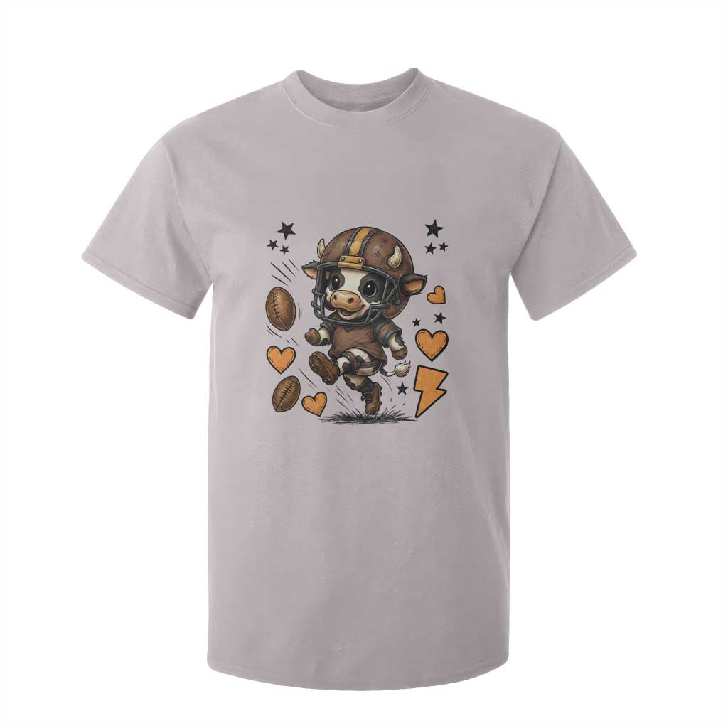 Football Lover T Shirt For Kid Cute Dairy Cow Playing Football TS12 Ice Gray Print Your Wear