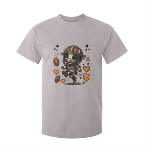 Football Lover T Shirt For Kid Cute Dairy Cow Playing Football TS12 Ice Gray Print Your Wear