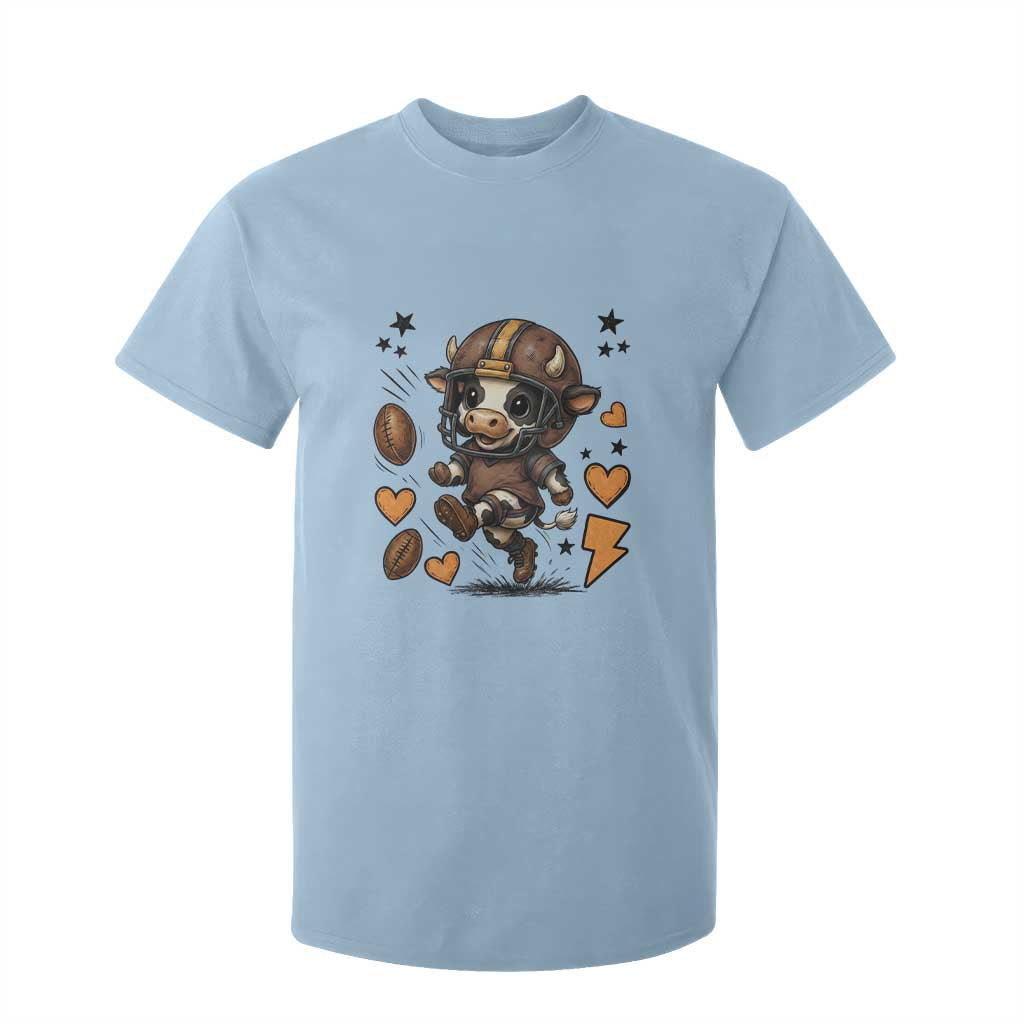 Football Lover T Shirt For Kid Cute Dairy Cow Playing Football TS12 Light Blue Print Your Wear