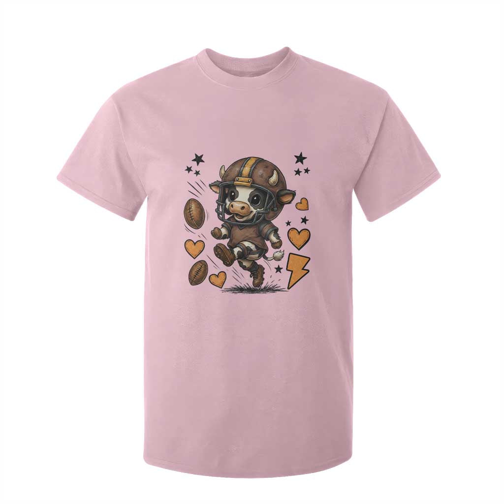 Football Lover T Shirt For Kid Cute Dairy Cow Playing Football TS12 Light Pink Print Your Wear