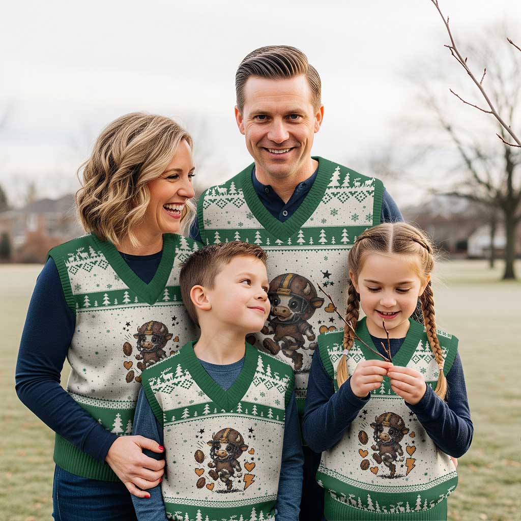 Football Lover V-Neck Knit Sweater Vest Cute Dairy Cow Playing Football TS12 Beige Green Print Your Wear