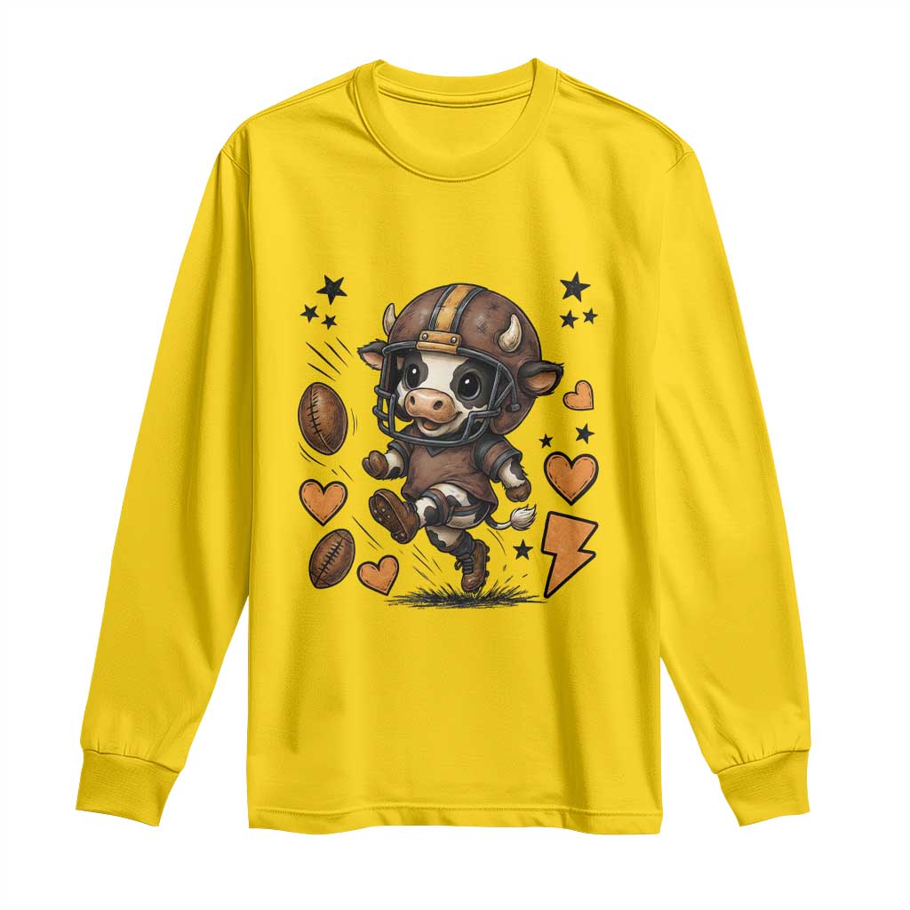 Football Lover Long Sleeve Shirt Cute Dairy Cow Playing Football TS12 Daisy Print Your Wear