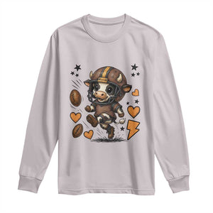 Football Lover Long Sleeve Shirt Cute Dairy Cow Playing Football TS12 Ice Gray Print Your Wear
