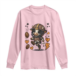 Football Lover Long Sleeve Shirt Cute Dairy Cow Playing Football TS12 Light Pink Print Your Wear