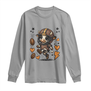 Football Lover Long Sleeve Shirt Cute Dairy Cow Playing Football TS12 Sport Gray Print Your Wear