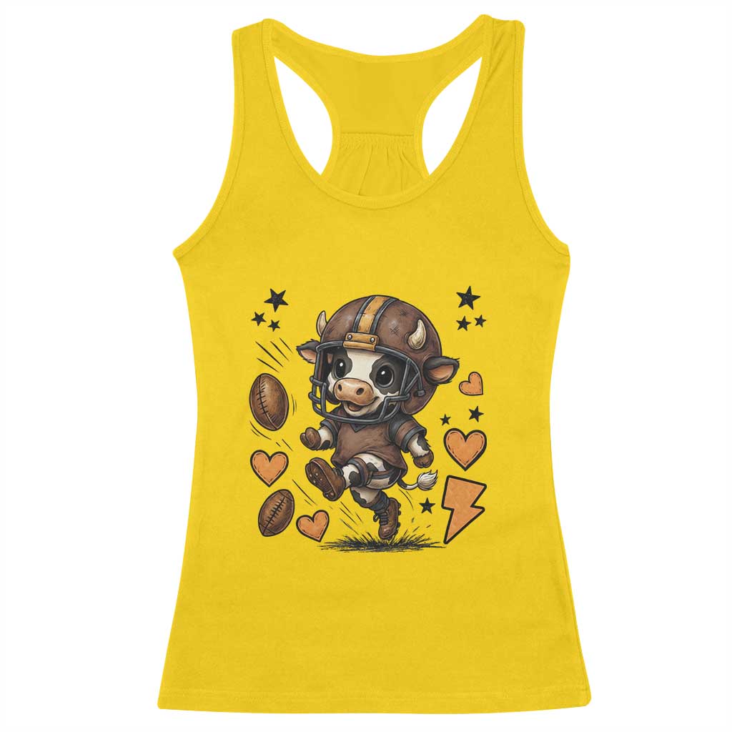 Football Lover Racerback Tank Top Cute Dairy Cow Playing Football TS12 Daisy Print Your Wear