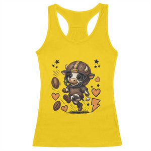 Football Lover Racerback Tank Top Cute Dairy Cow Playing Football - Print Your Wear