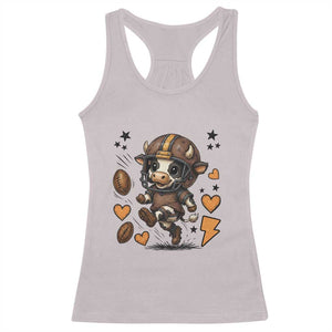 Football Lover Racerback Tank Top Cute Dairy Cow Playing Football TS12 Ice Gray Print Your Wear