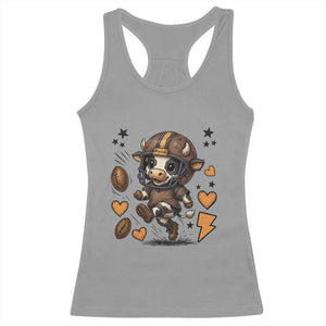 Football Lover Racerback Tank Top Cute Dairy Cow Playing Football - Print Your Wear