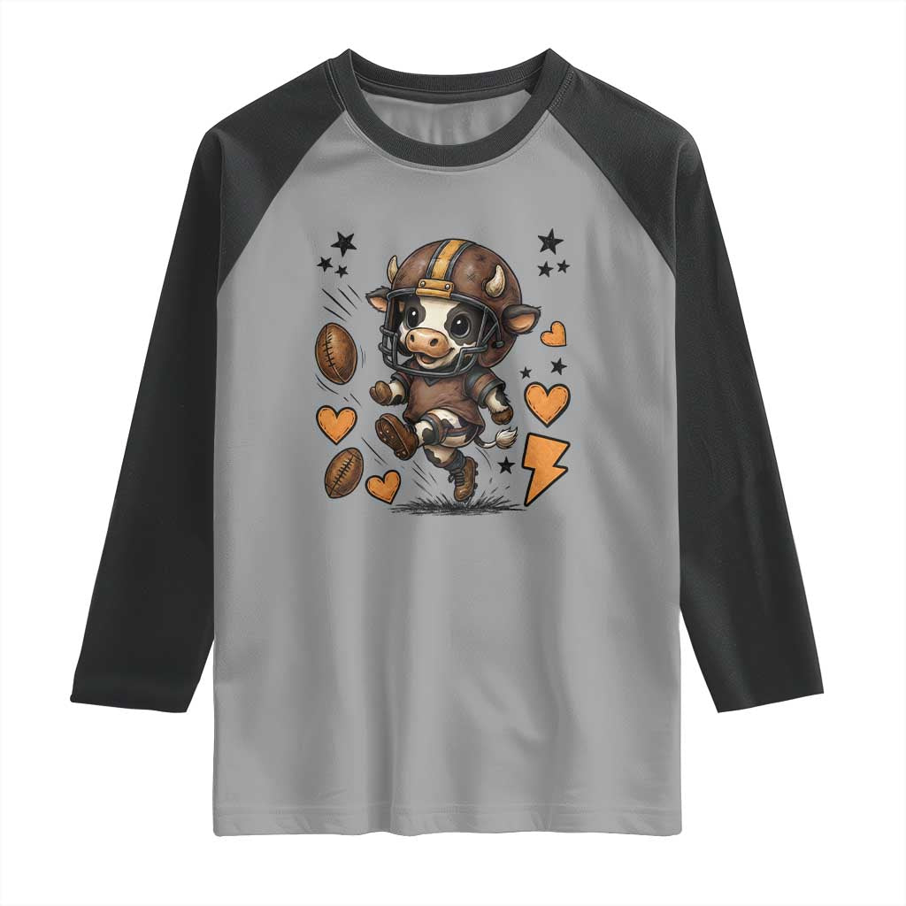 Football Lover Raglan Shirt Cute Dairy Cow Playing Football TS12 Sport Gray Black Print Your Wear