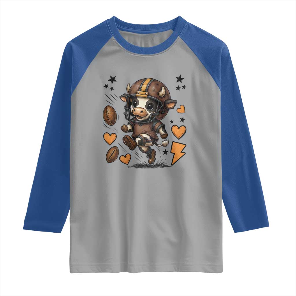 Football Lover Raglan Shirt Cute Dairy Cow Playing Football TS12 Sport Gray Royal Print Your Wear