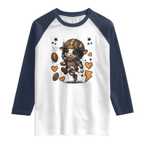 Football Lover Raglan Shirt Cute Dairy Cow Playing Football TS12 White Navy Print Your Wear