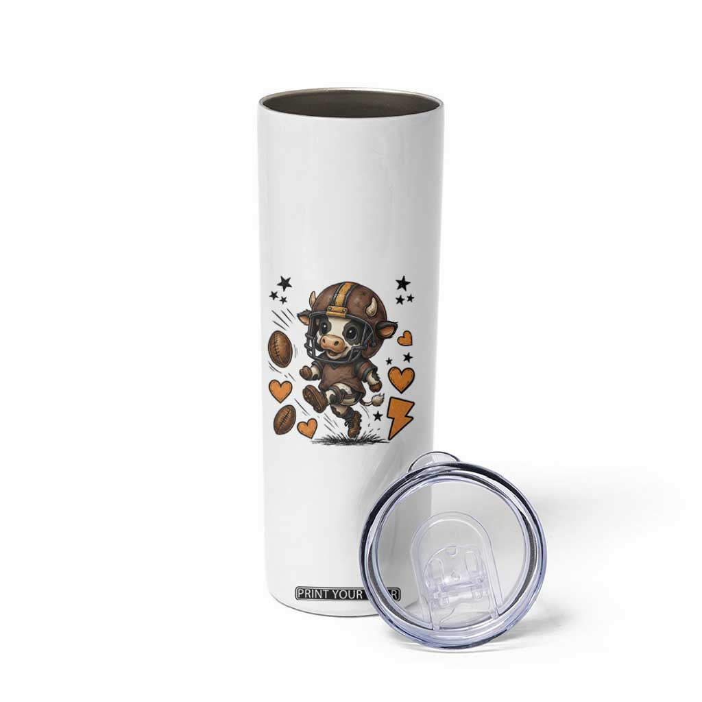Football Lover Skinny Tumbler Cute Dairy Cow Playing Football TS12 Print Your Wear