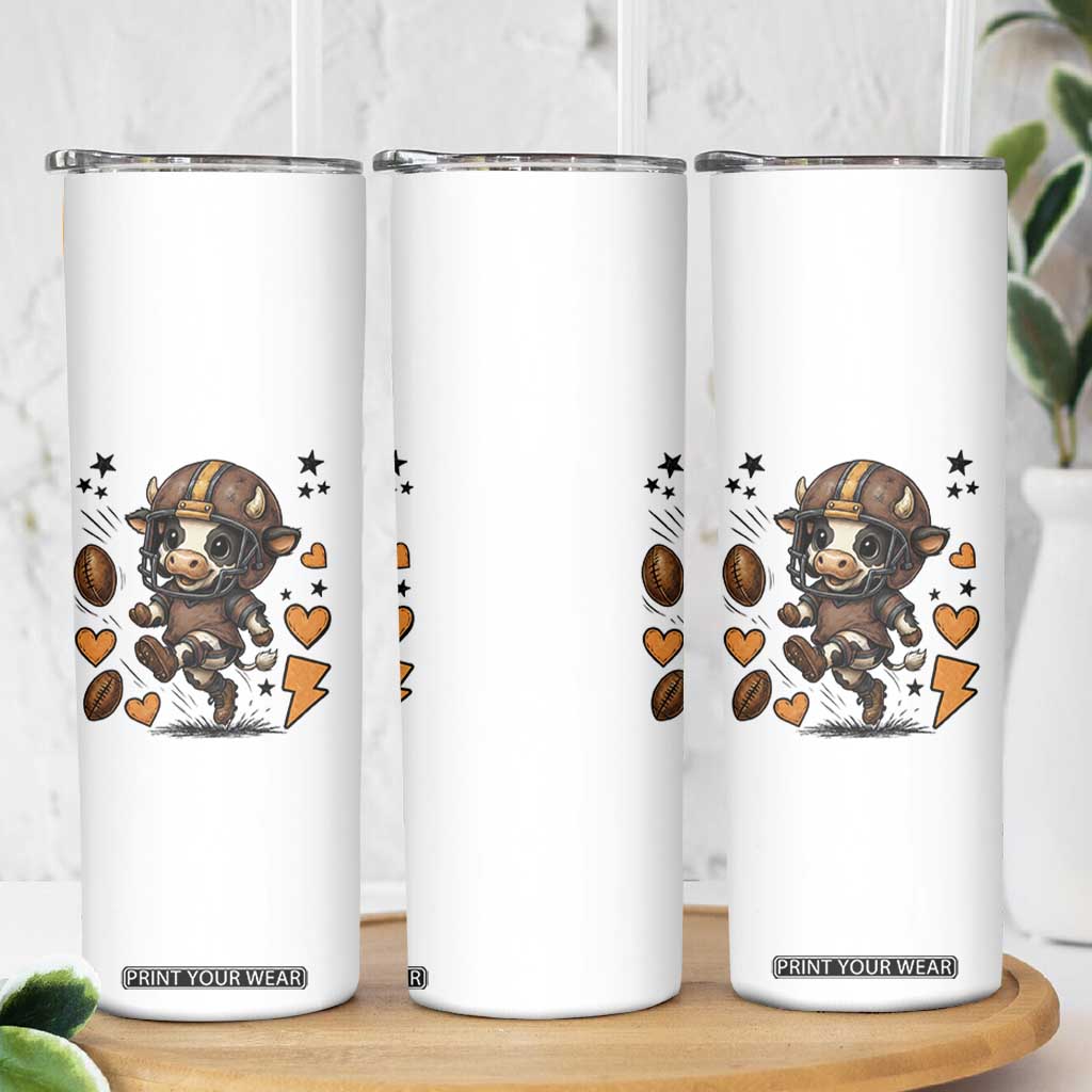 Football Lover Skinny Tumbler Cute Dairy Cow Playing Football TS12 Print Your Wear