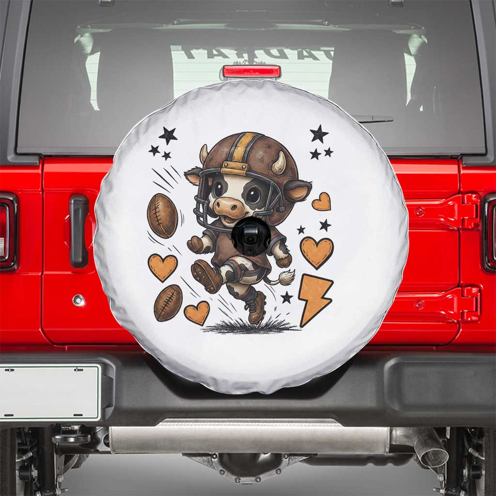 Football Lover Spare Tire Cover Cute Dairy Cow Playing Football TS12 White Print Your Wear